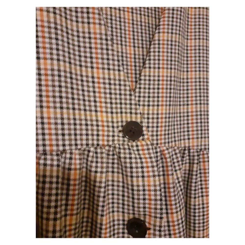 Zara v-neck checked plaid midi dress XS, buttoned